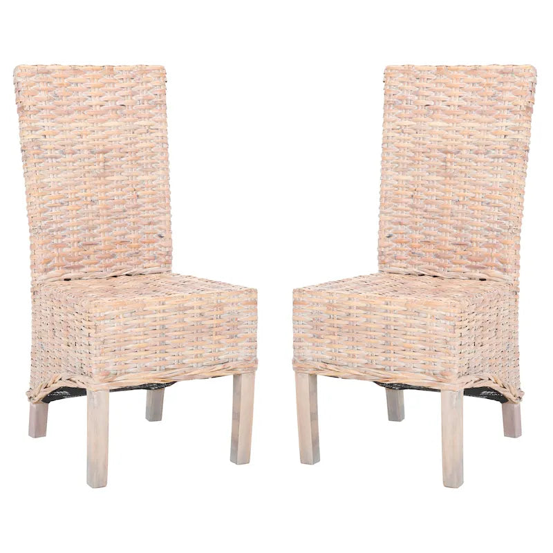 Set di 2 sedie da pranzo in vimini naturale, 19 L x 22 P x 41 H, stile boho costiero