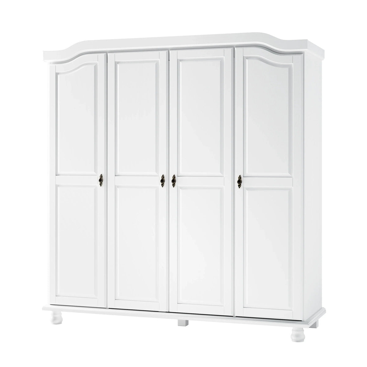 Palace Imports Kyle 4-türiger Kleiderschrank aus 100 % Massivholz mit Türen aus Massivholz oder Spiegelglas