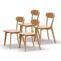 MAYEERTY set van 4 eetkamerstoelen van massief hout, natuurlijke houten stoelen voor keuken, eetkamer of woonkamer