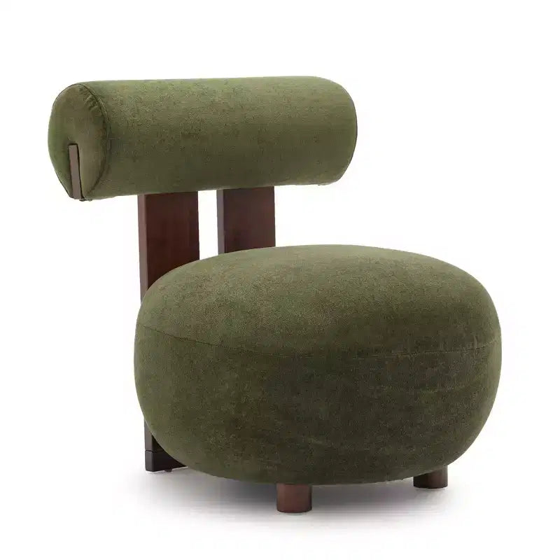 Christopher Knight Home Chariya moderner skulpturaler Akzentstuhl aus Gummibaumholz mit Samtpolsterung und zylindrischer Rückenlehne