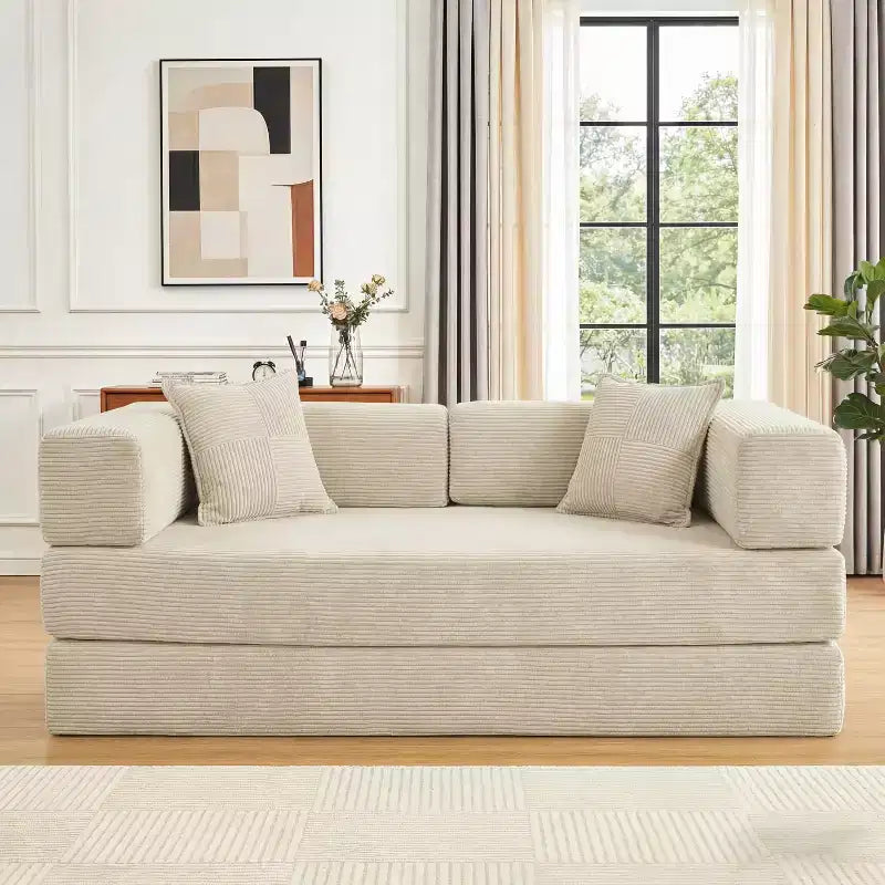 Dyonery 78 klappbares Schlafsofa, Cordbezug, Schlafcouch in King-Size-Größe für den Boden, 4-in-1-DIY-Kombination, modulares Sofa zum Ausklappen, bequem
