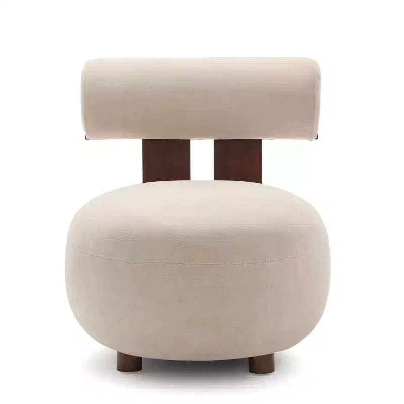 Christopher Knight Home Chariya moderner skulpturaler Akzentstuhl aus Gummibaumholz mit Samtpolsterung und zylindrischer Rückenlehne