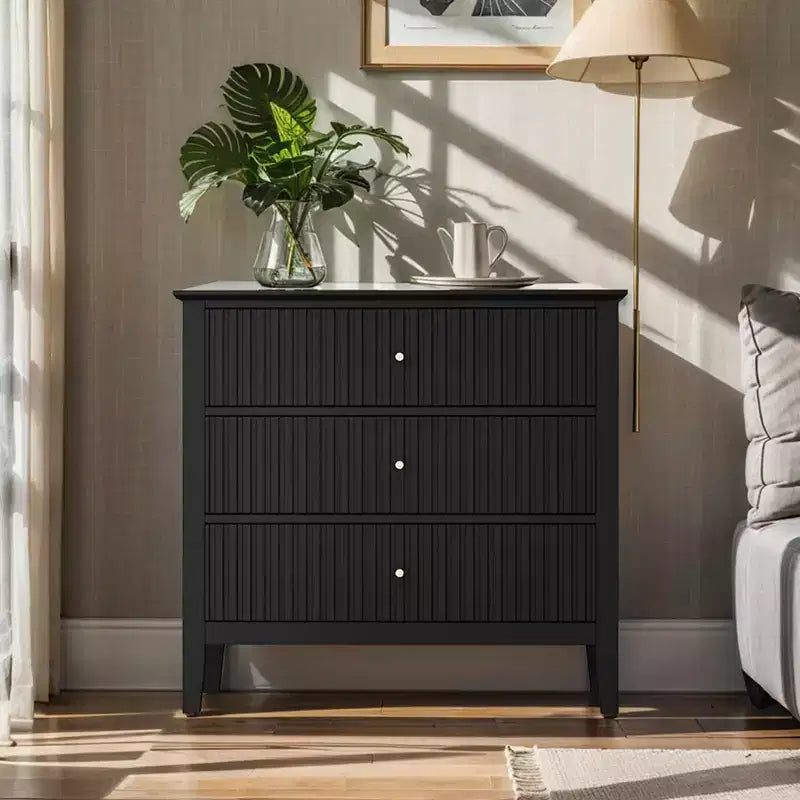 Heynemo 3 Drawer Dresser, Painted 30 Inch Tall Wood Nightstand with Storage, Wide Modern Chest of Drawers with Ball Bearing Slide