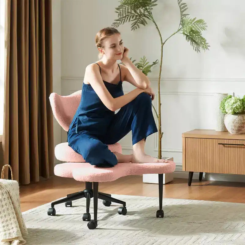 Sedia da ufficio ergonomica Pinmoco Criss Cross, sedia da meditazione regolabile in altezza, girevole a 360°, supporto lombare, sedia da lavoro e da ufficio, sedia per ADHD