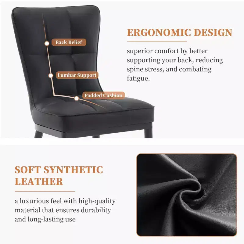 Bekrvio Dining Room Chairs Set of 6, Modern Upholstered Faux Leather Seat with High Back, Metal Legs, Armless Kitchen Chairs for Living Dinning Room