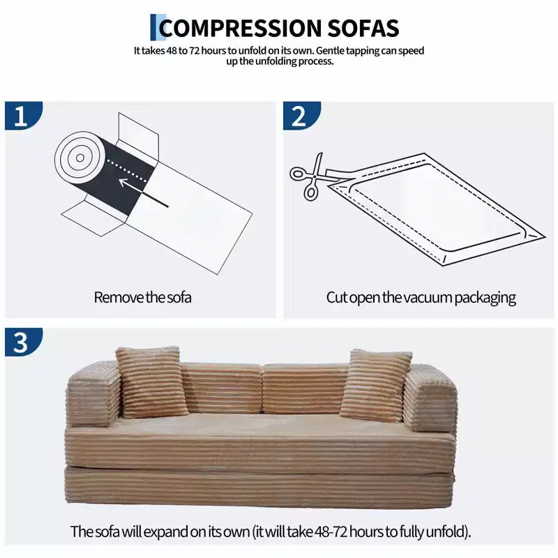 Sofá cama convertible 5 en 1 de 80,7, de pana, soporta 1200 lb, sin ensamblaje