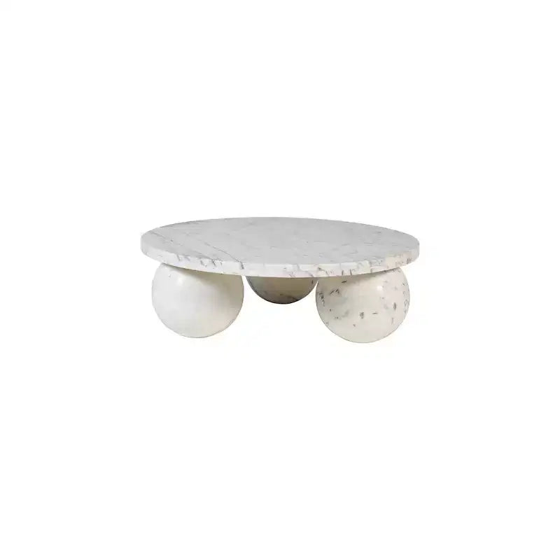 Mesa de centro redonda de mármol con patas esféricas, multicolor, para 4 personas