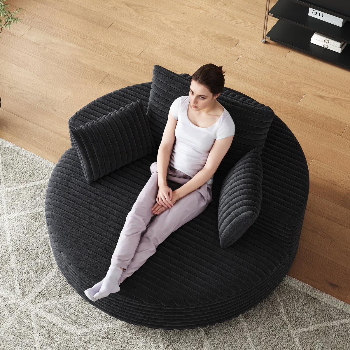 Einzelner Drehstuhl aus Cord-Chenille-Schaumstoff