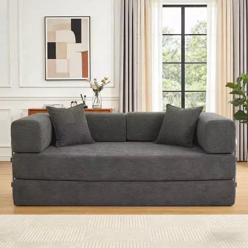 Dyonery 78 klappbares Schlafsofa, Cordbezug, Schlafcouch in King-Size-Größe für den Boden, 4-in-1-DIY-Kombination, modulares Sofa zum Ausklappen, bequem