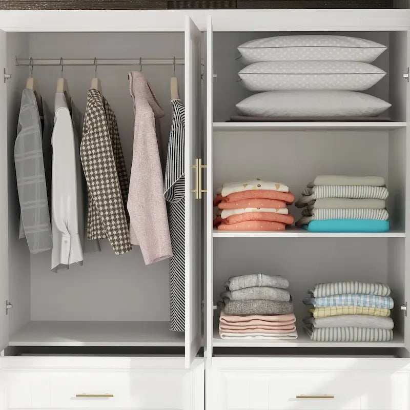 93.9H/74.2H Armoires Wardrobe Closet Cabinet Hanging Drawers Storage