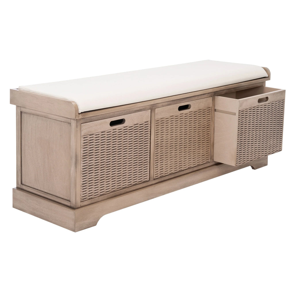Banco de almacenamiento SAFAVIEH Fiorello con 3 cajones y cojín - 47.3 W x 15 L x 19 H - 47Wx15Dx19H