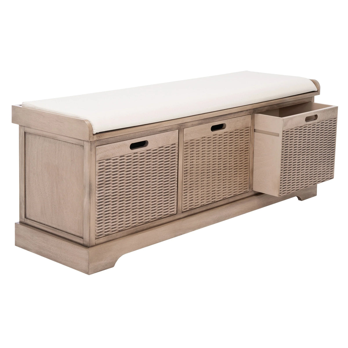 Banco de almacenamiento SAFAVIEH Fiorello con 3 cajones y cojín - 47.3 W x 15 L x 19 H - 47Wx15Dx19H