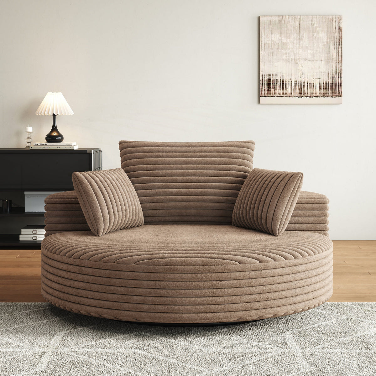 Silla individual giratoria de espuma y chenilla de pana
