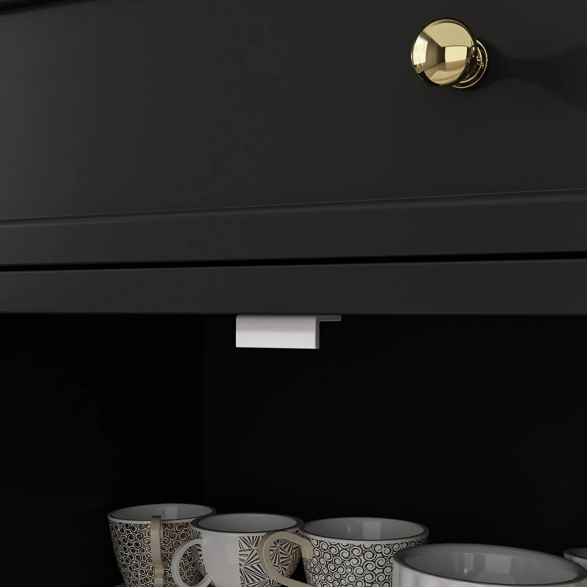 Credenza buffet bianca da 59.1'' in stile moderno di metà secolo, contemporanea e laccata