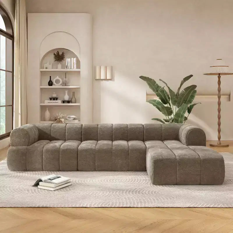 Sofá seccional moderno en forma de L Christopher Knight Home Keri 122, con espuma de alta densidad y respaldo bajo