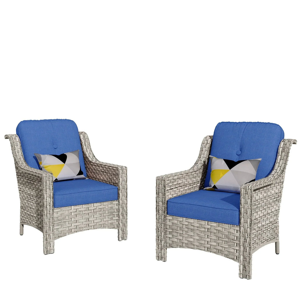 HOOOWOOO 2-delige tuinset met stoelen met hoge rugleuning van vlechtwerk en rotan