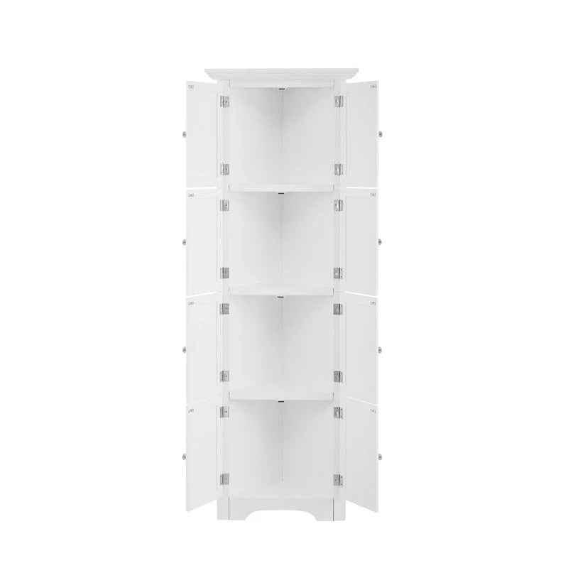 Tall Corner Storage Cabinet with 8 Doors and 4 Shelves