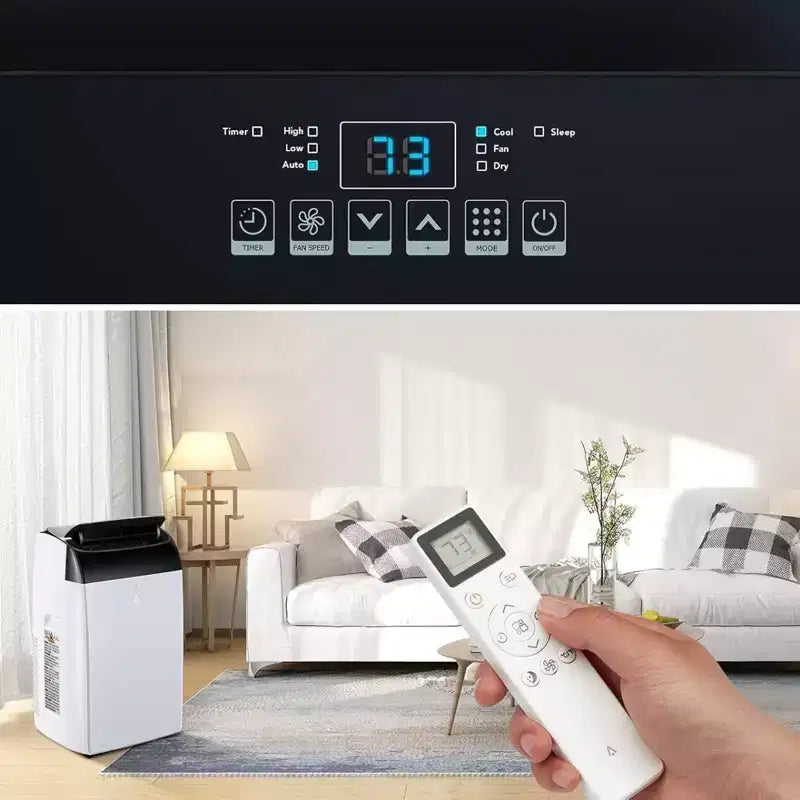 GustoWave Klimaanlage mit 14.000 BTU und Fernbedienung, tragbares Klimagerät für Räume bis 750 sq. ft., Weiß/Schwarz