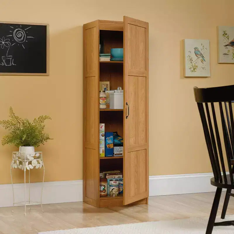 Meuble de rangement pour garde-manger - chêne Highland, style traditionnel, 3 étagères réglables