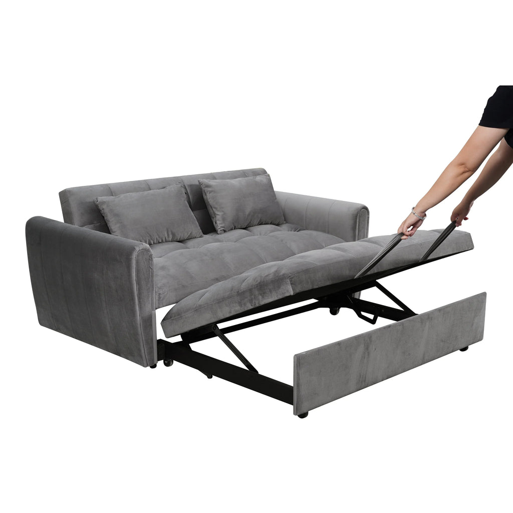 Fluwelen slaapbank van 64,96 inch, 3-in-1, met verstelbare rugleuning, opbergvak en draagvermogen van 500 lb