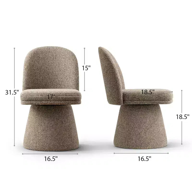 Set van 6 moderne 360° draaibare eetkamerstoelen zonder armleuningen, met voetstukachtige basis, elegante accentstoelen voor keuken, eetkamer of kantoor -Panipeachy