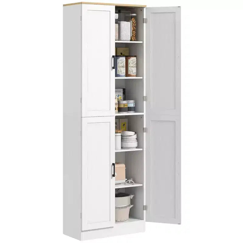 HOMCOM vrijstaande keukenkast van 67 inch, opbergkast met 4 deuren, verstelbare planken en deuren