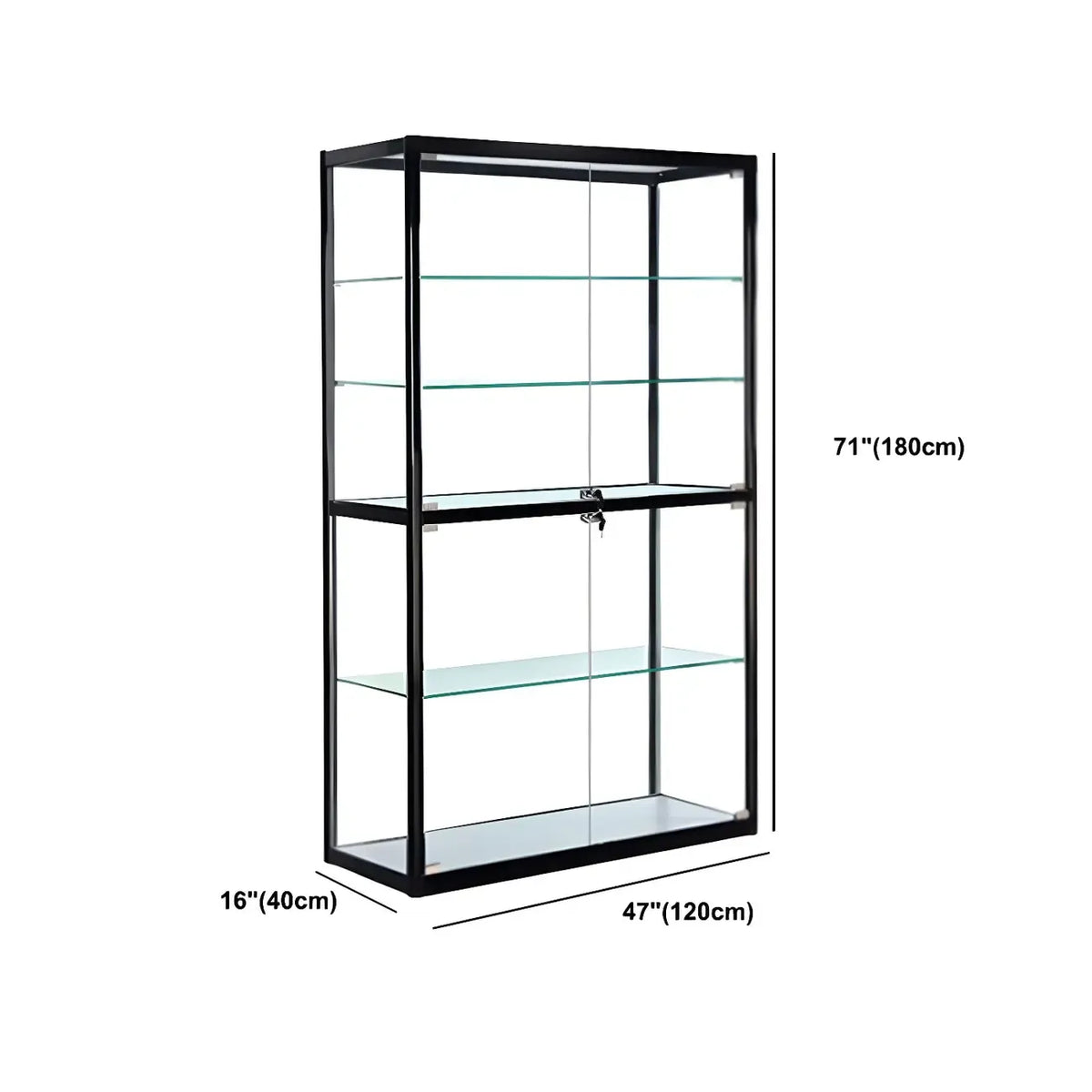 Contemporary Rectangular Black Glass Curio Cabinet