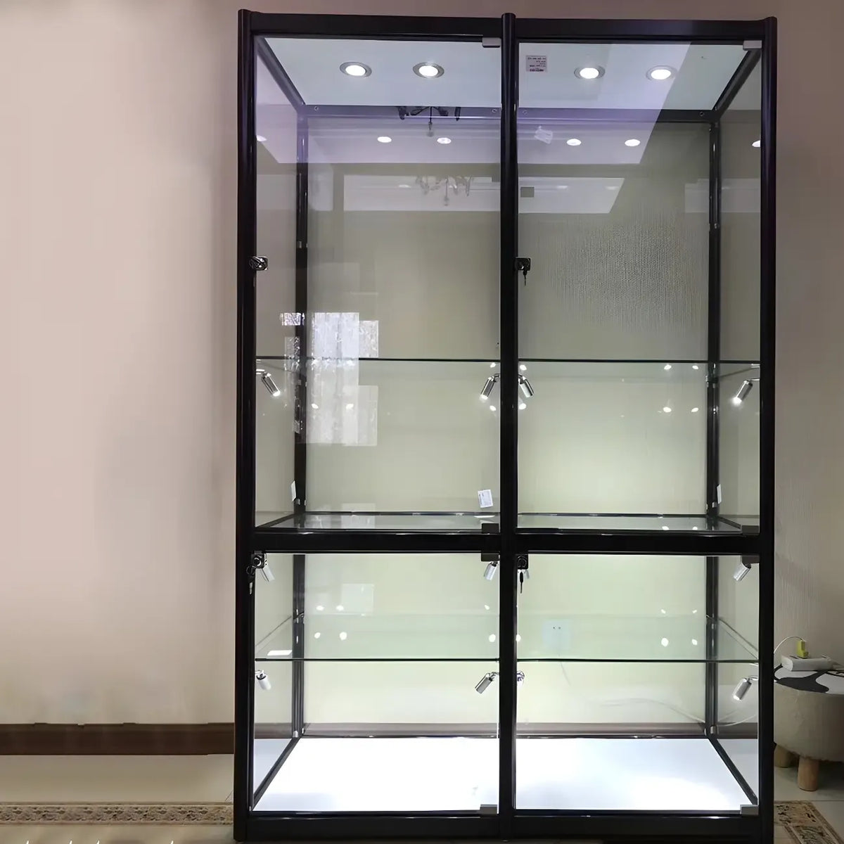 Contemporary Rectangular Black Glass Curio Cabinet