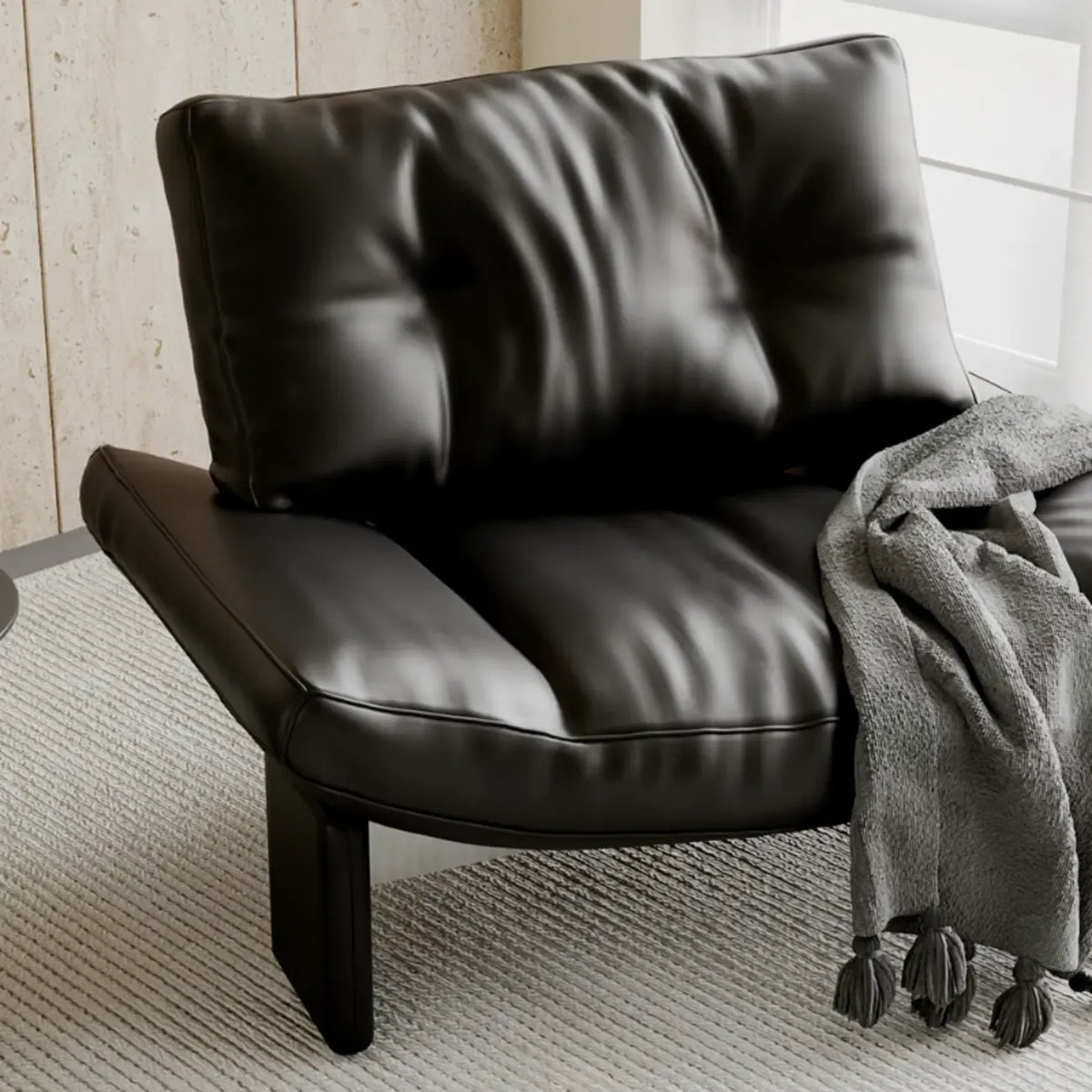 Contemporary Black Tufted Armless Chenille Accent Chair