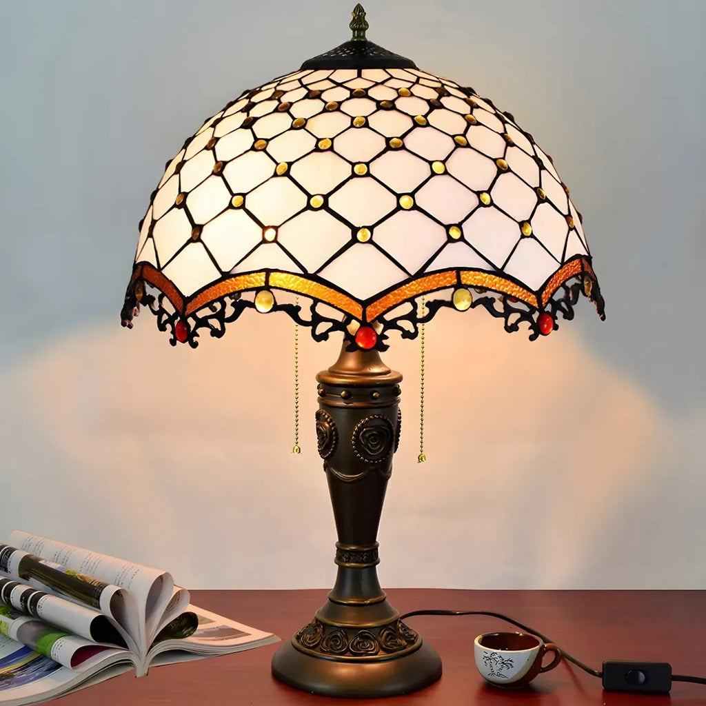 HomeyFad 2-Light Vintage Stainless Glass Dome Table Lamp
