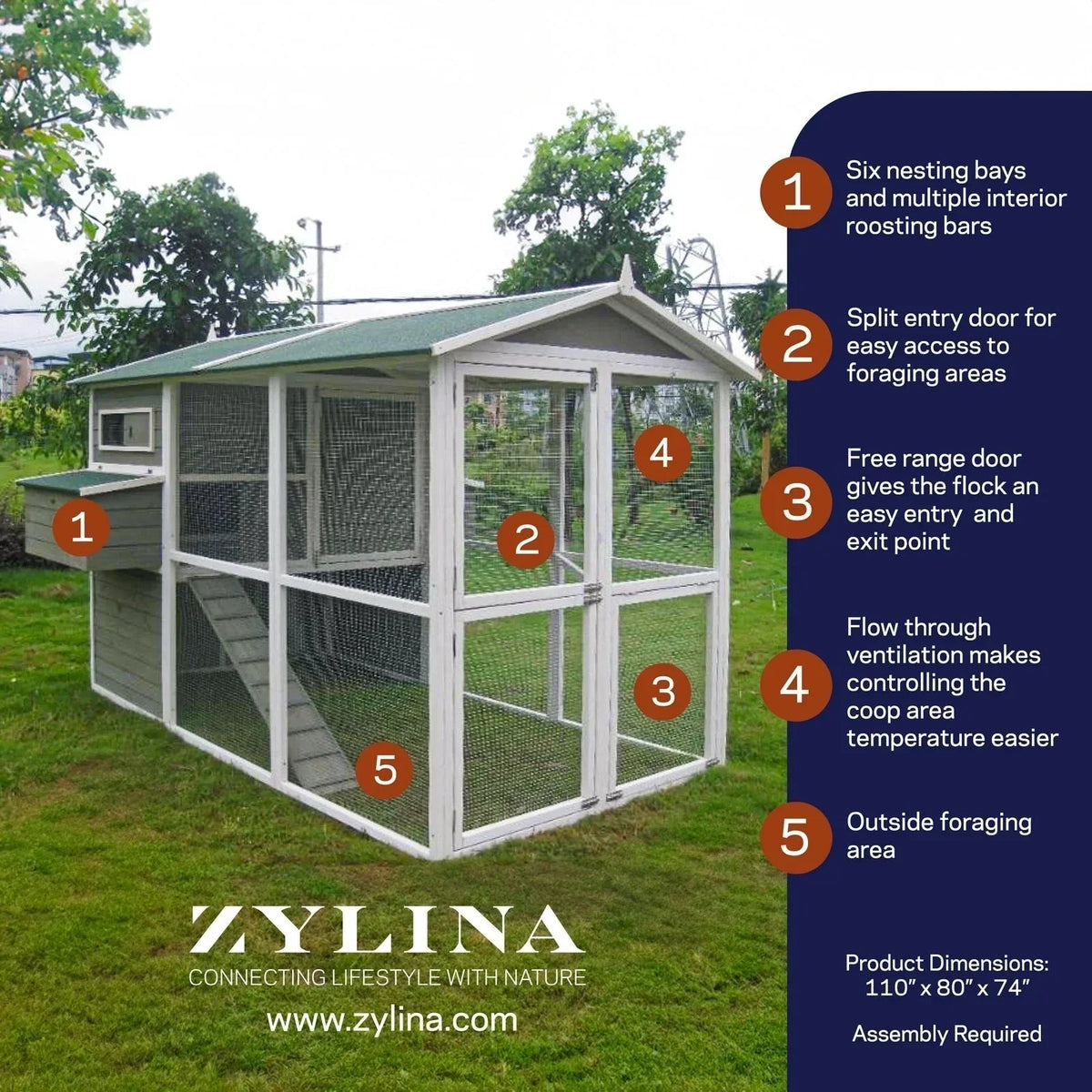 Zylina groot groen kippenhok
