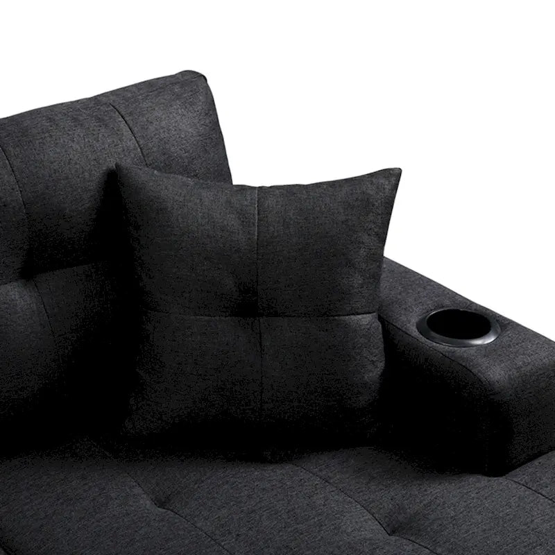 Modulaire hoekbank voor de woonkamer met L-vormige chaise longue en bekerhouder