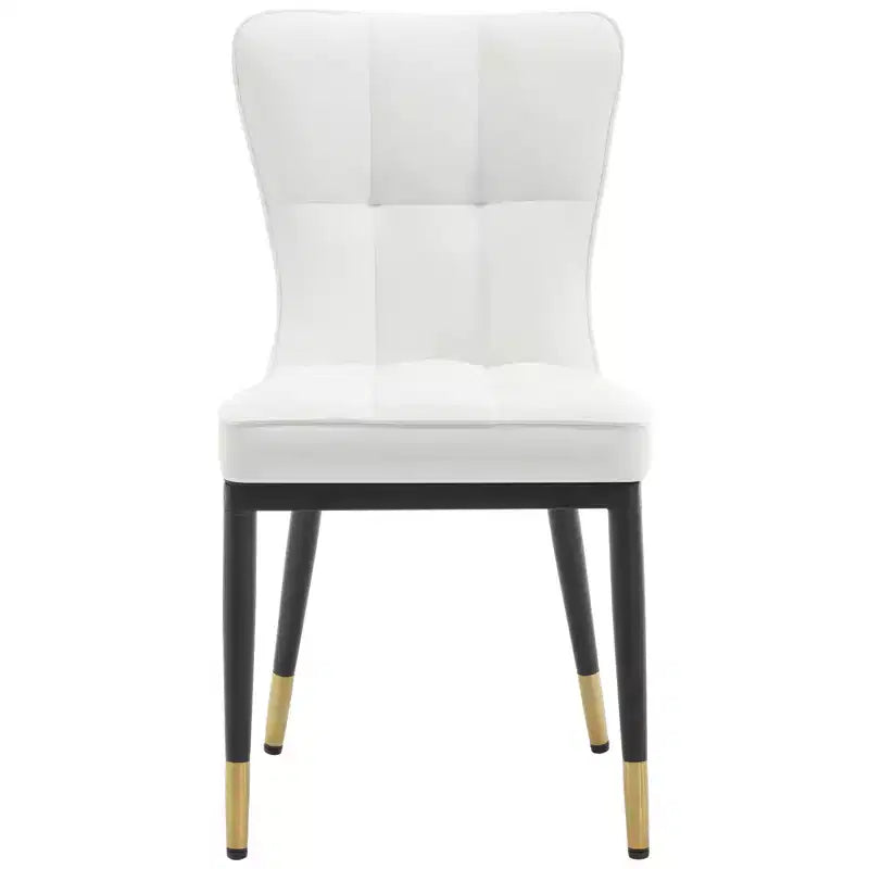 Bekrvio Dining Room Chairs Set of 6, Modern Upholstered Faux Leather Seat with High Back, Metal Legs, Armless Kitchen Chairs for Living Dinning Room