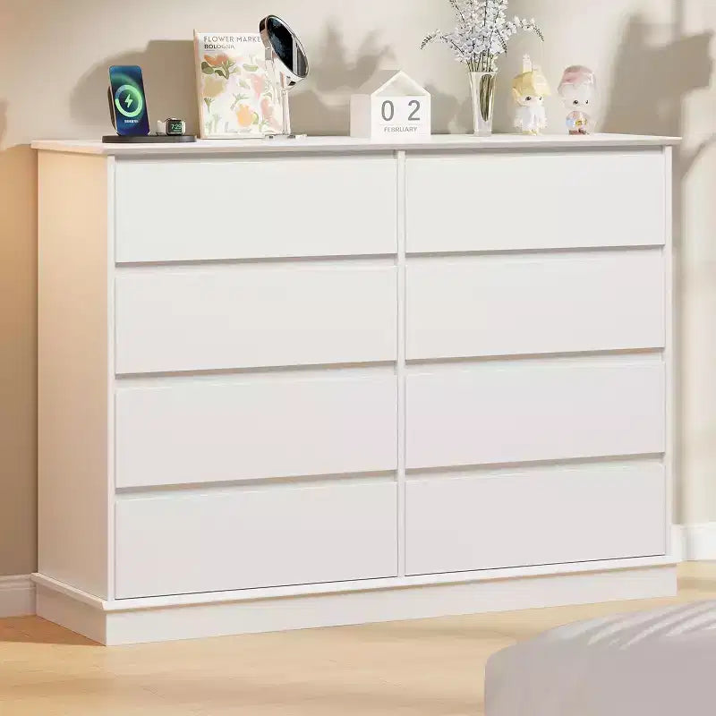 8-Schubladen-Aufbewahrungsschrank, Kommode mit tiefen Schubladen, großer breiter Oberteil-Schrank für Wohnzimmer, Flur, Kinderzimmer