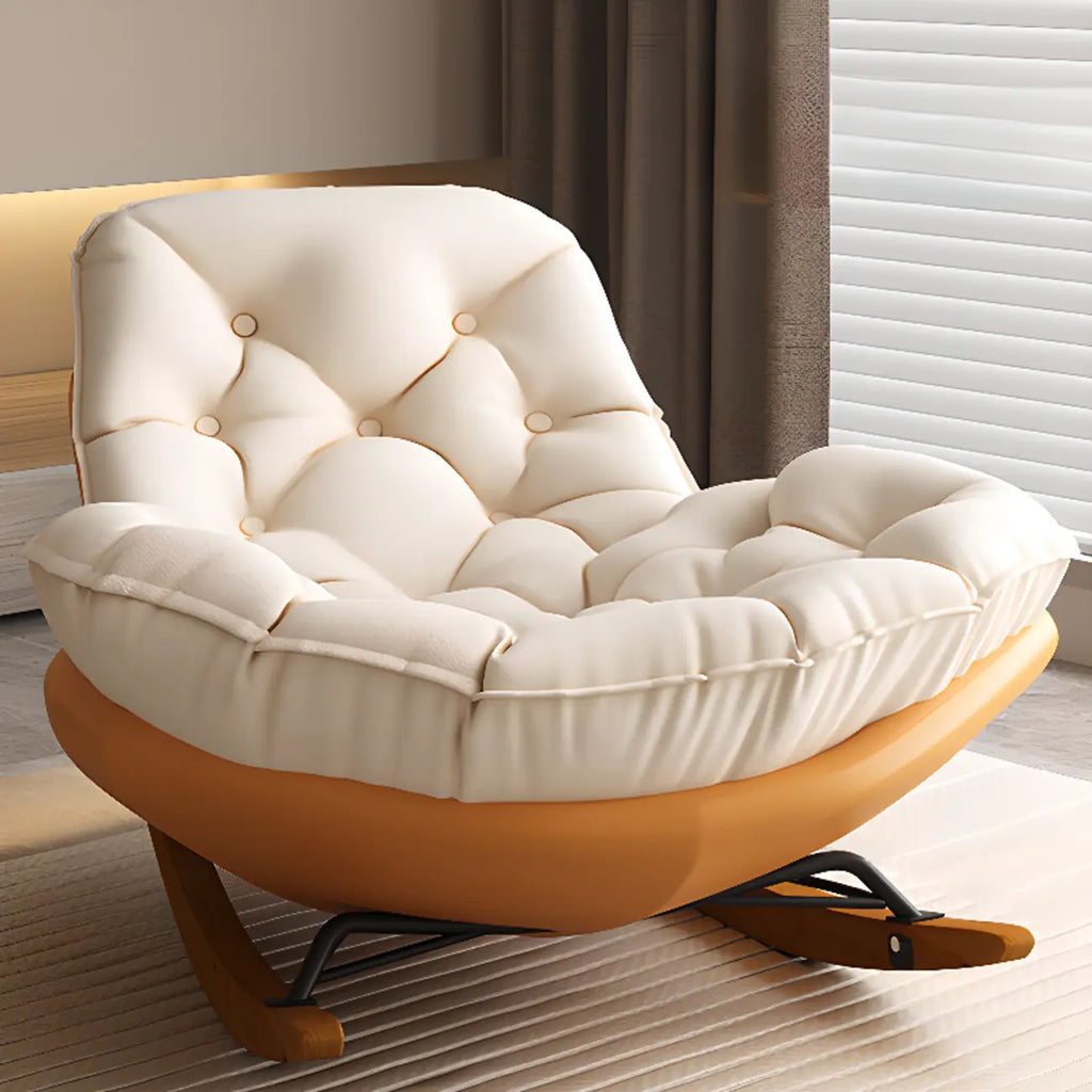 Sedia a dondolo imbottita in stile scandinavo con pouf opzionale