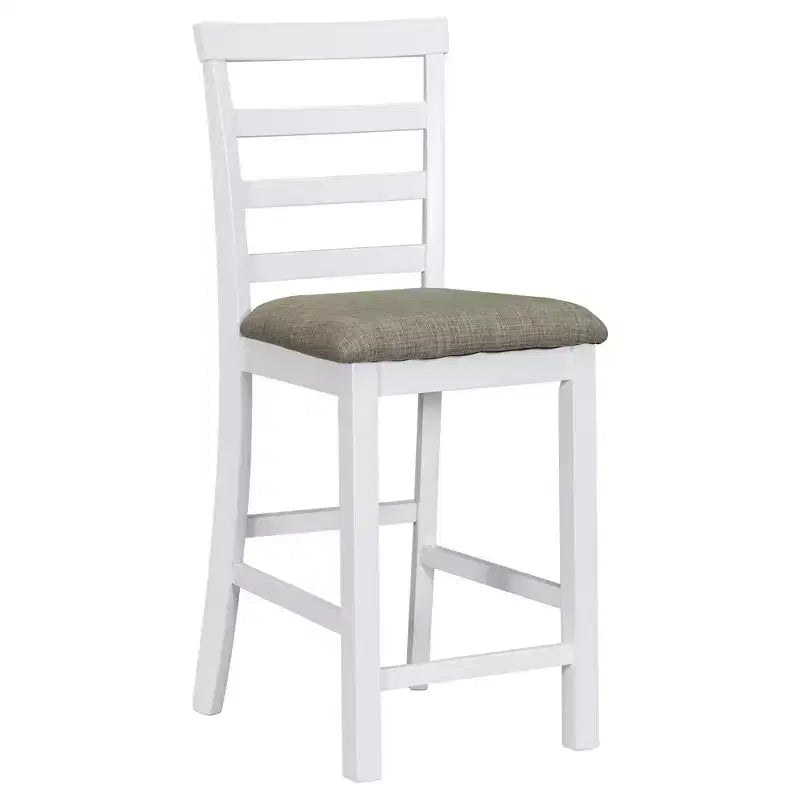 Ensemble de salle à manger de style maison de campagne 5 pièces, hauteur comptoir, avec chaises pour 4 personnes, table rectangulaire en bois avec étagères de rangement et compartiment pour bouteilles de vin