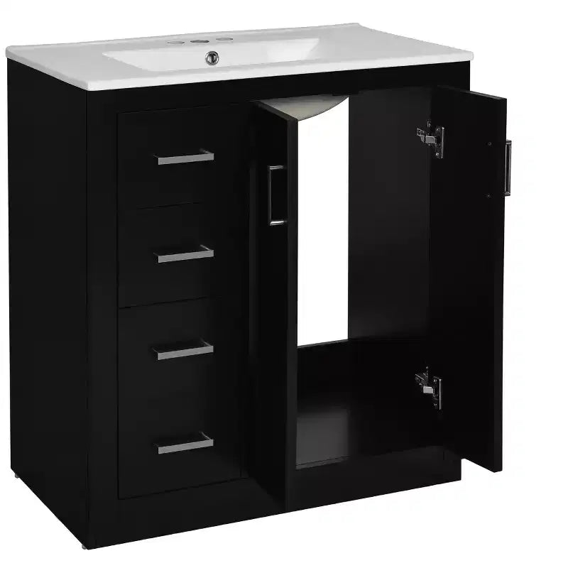 30 Single Sink Bathroom Vanity with Cabinet & 3 Drawers 鈥?Black / Blue / Green / Indigo / White
