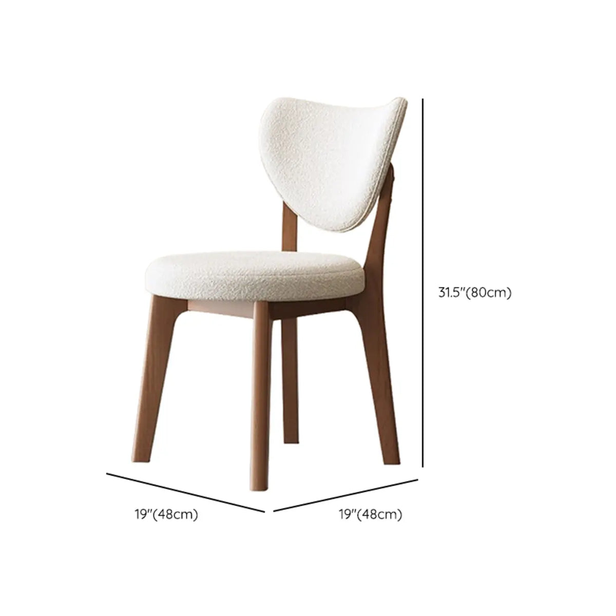 Chaise de salle à manger moderne sans accoudoirs, dossier enveloppant et revêtement en similicuir