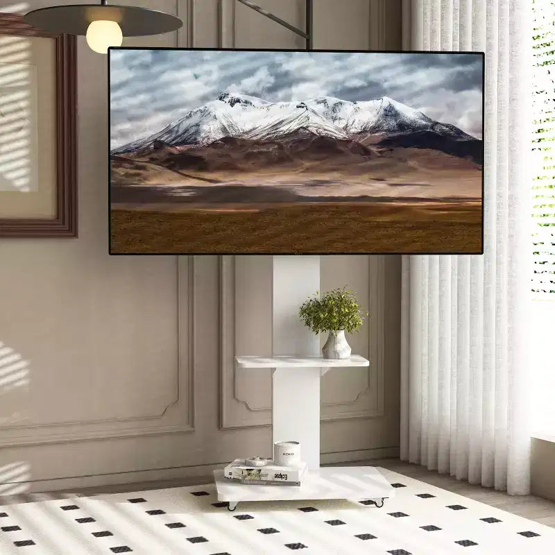 TV Stand for 32-75 TVs, Adjustable Height Mobile TV Cart with Drawer and Wheels for Living Room, Bedroom, Offices -ModernLuxe