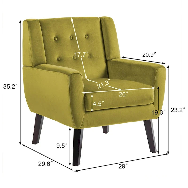 Set van 2 fluwelen accentstoelen voor de woonkamer, gestoffeerde fauteuils