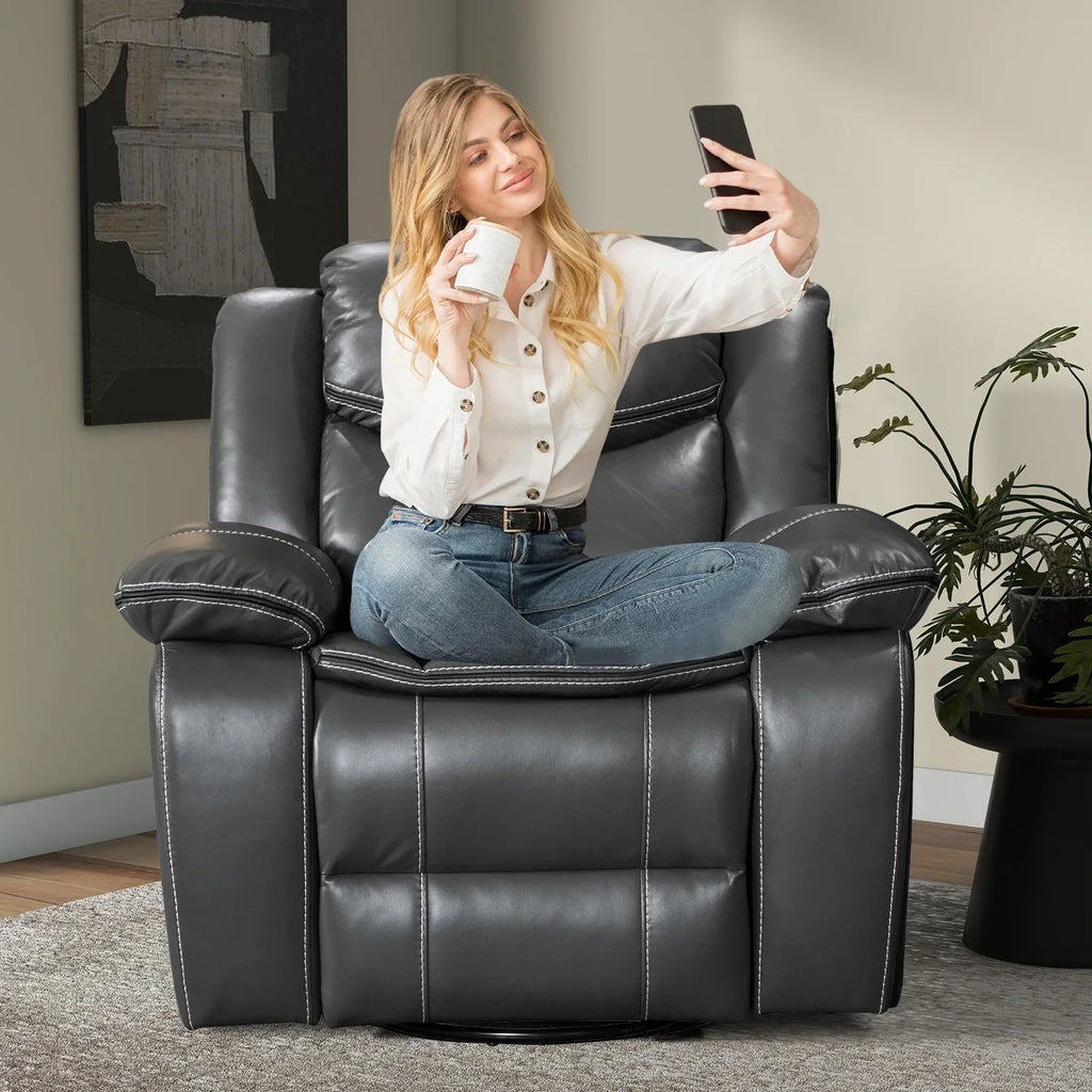 Fauteuil inclinable de massage et chauffant en cuir durable à assise large