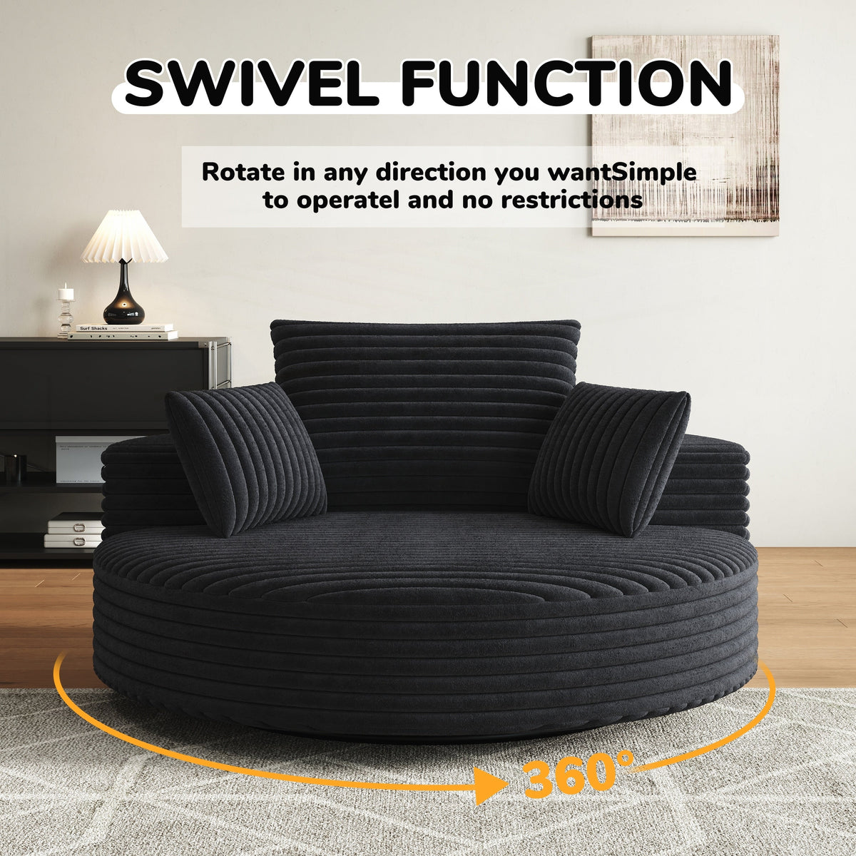 Einzelner Drehstuhl aus Cord-Chenille-Schaumstoff
