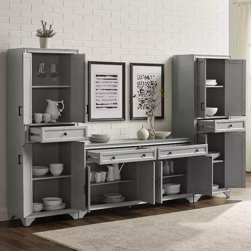 Ensemble 3 pièces Tara de buffet et meuble garde-manger finition vieillie - Crosley
