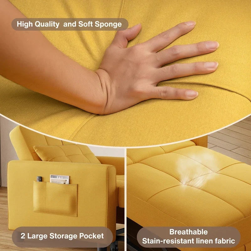 3-in-1-Schlafsofa mit verstellbarer Rückenlehne, ausziehbarer Sessel, umwandelbares Klappbett fürs Wohnzimmer