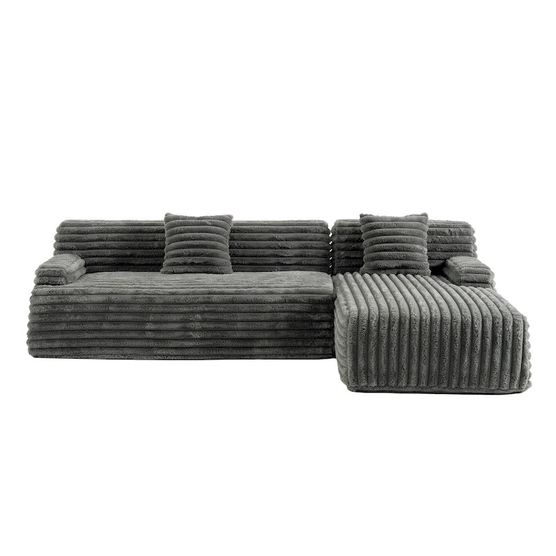 Divano componibile Cloud, divano moderno imbottito con 2 cuscini decorativi, divano componibile combinabile liberamente, divano componibile a L