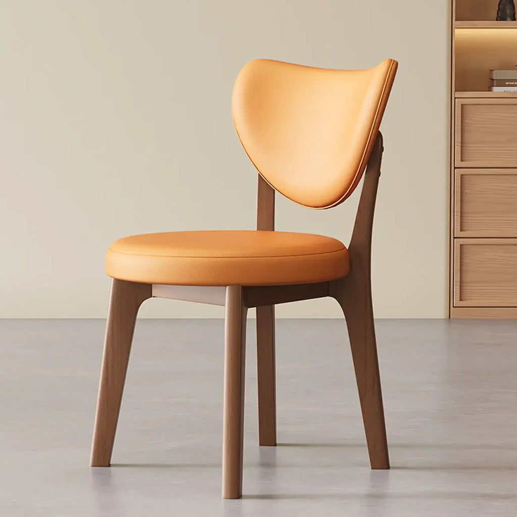Chaise de salle à manger moderne sans accoudoirs, dossier enveloppant et revêtement en similicuir