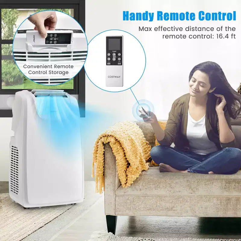Climatiseur portable Costway 8000 BTU (11 500 BTU ASHRAE) à double tuyau, unité de climatisation 3-en-1 avec télécommande