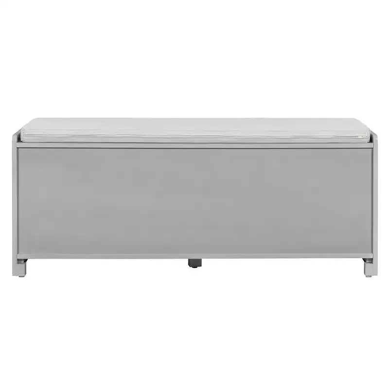 Whisen Rustic Wood Storage Bench, Entryway Shoe Bench with Removable Cushion, Adjustable Shelves