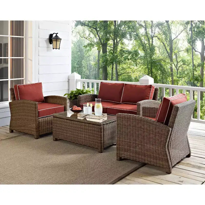 Set da conversazione da esterno in vimini, 4 pezzi, Bradenton - Crosley