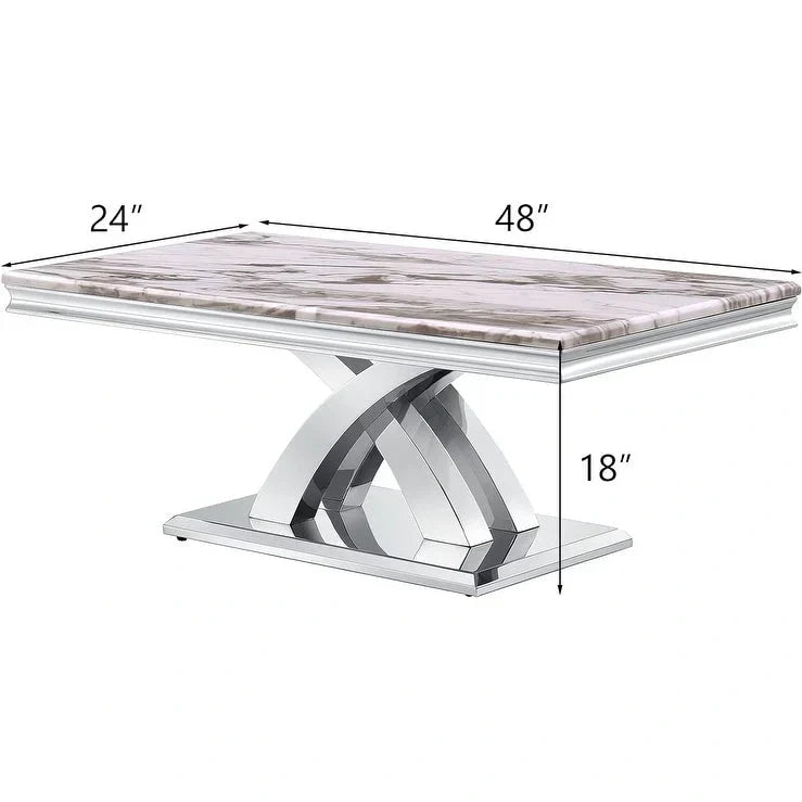 Table basse moderne rectangulaire de 48 po avec piètement en X, tables basses à piédestal pour salon